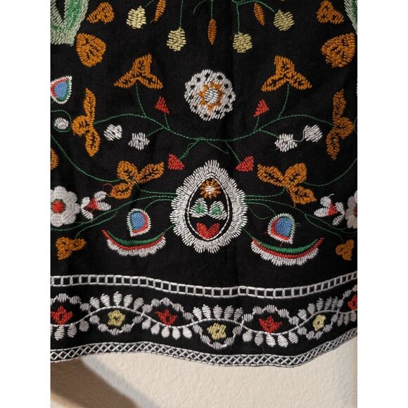 Zara BBWM Black Floral Embroidered Bohemian Mini Skirt Large - Picture 3 of 8